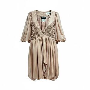 NWOT Jovani Size 4 Evening Dress Rosette Detail, Peach-Blush Silk Fabric